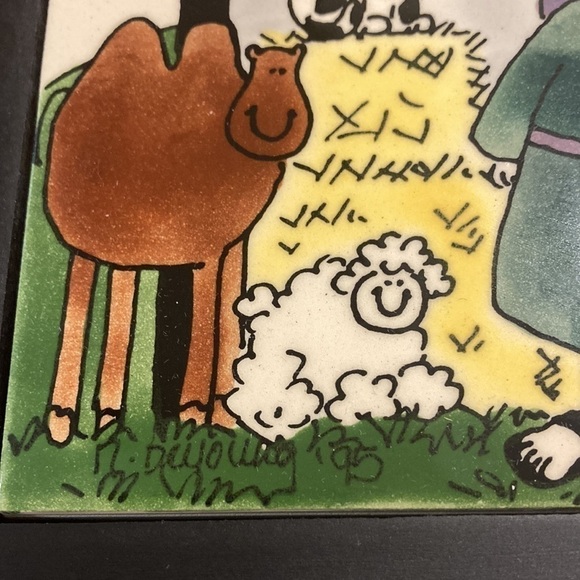 Nancy DeYoung Vintage Framed Ceramic Tile ‘95 Nativity Christmas Scene - Picture 7 of 9